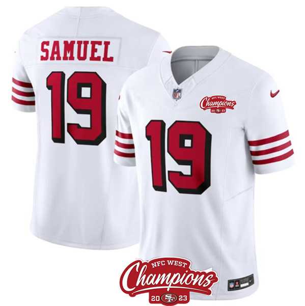 Men & Women & Youth San Francisco 49ers #19 Deebo Samuel White 2023 F.U.S.E. NFC West Champions Patch Alternate Stitched Jersey->san francisco 49ers->NFL Jersey